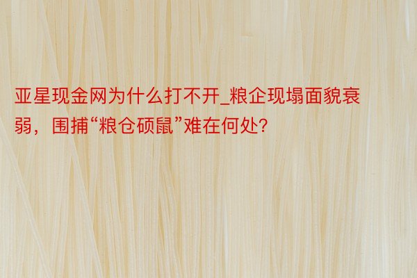 亚星现金网为什么打不开_粮企现塌面貌衰弱，围捕“粮仓硕鼠”难在何处？